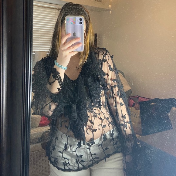 Lace No More Time Ruffle Embroidered Blouse - Picture 1 of 4